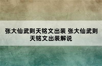 张大仙武则天铭文出装 张大仙武则天铭文出装解说